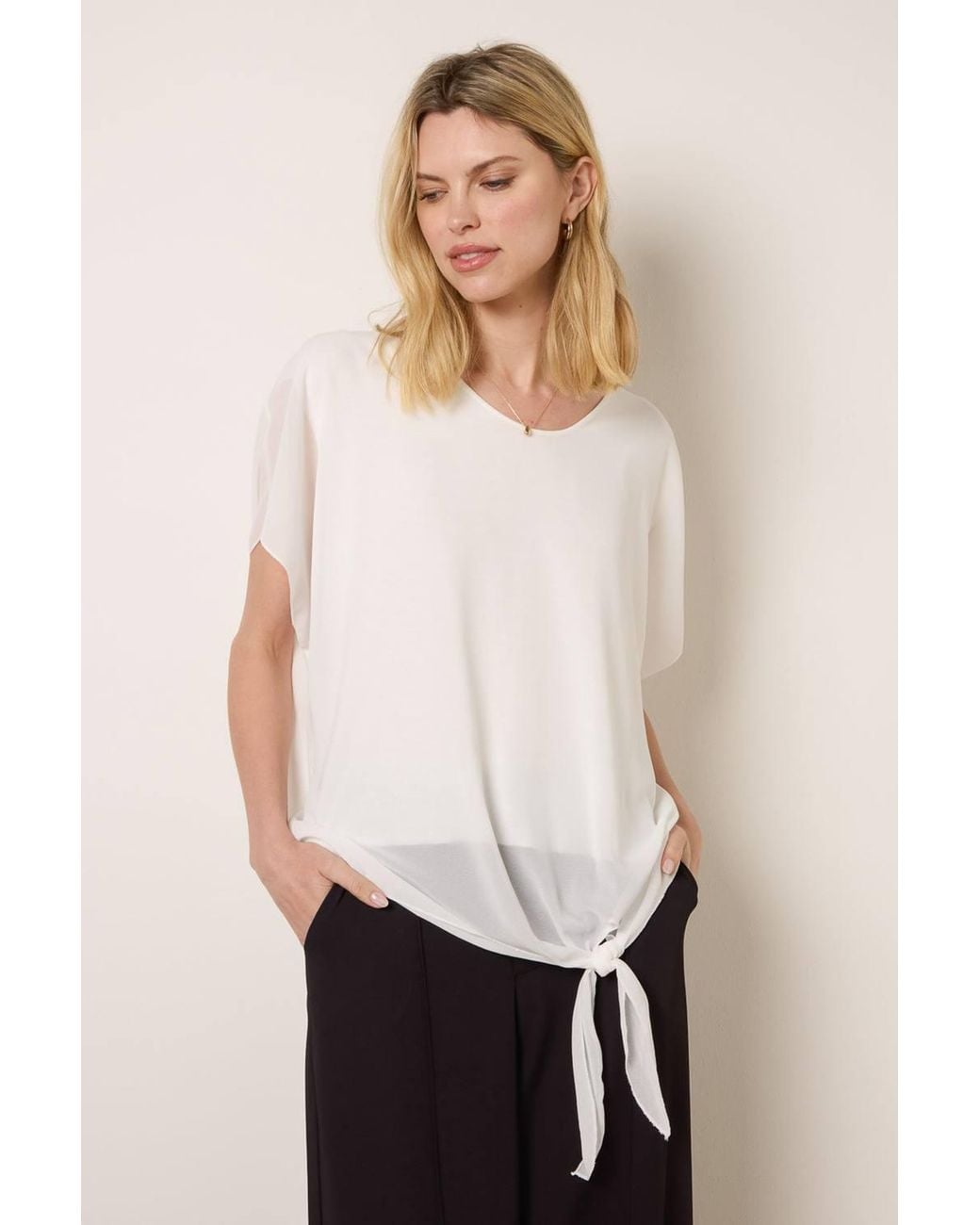 Blue Vanilla Natural Long Sleeve V-Neck Blouse