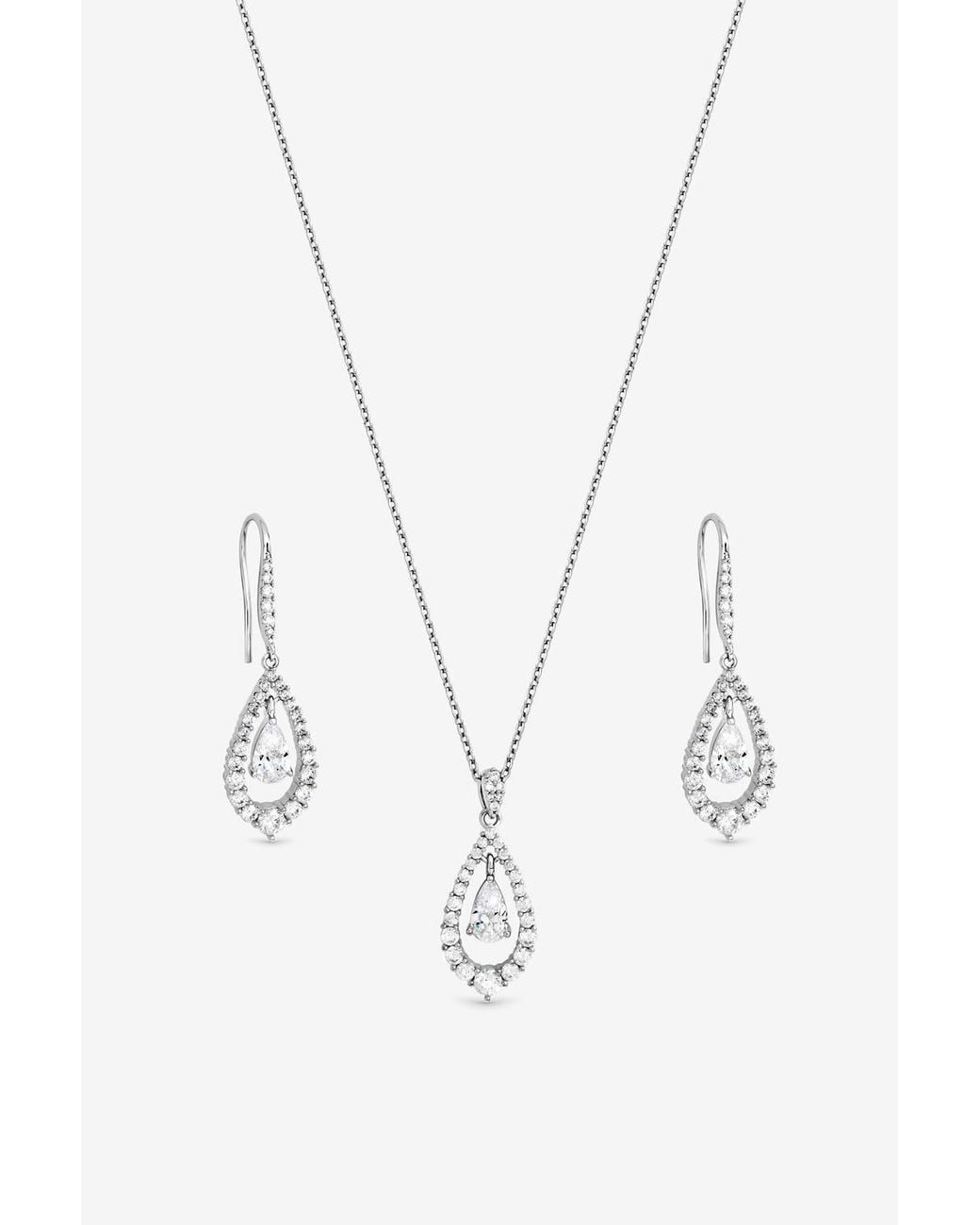 Jon Richard Gray Rhodium Plated & Crystal Pear Drop Box Set