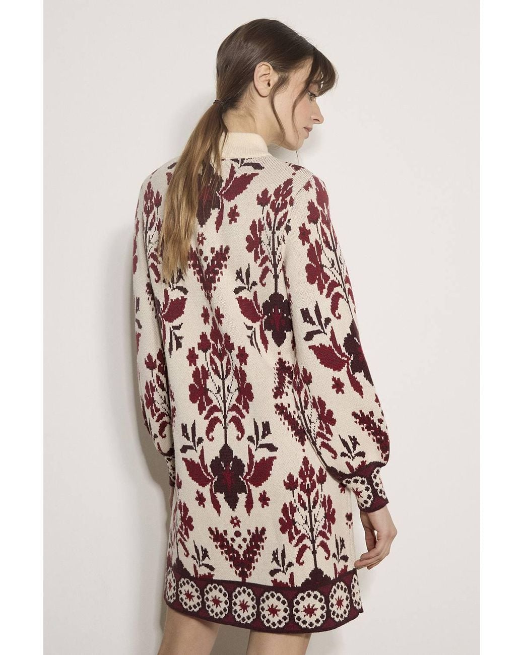 Apricot Natural Folk Floral Mini Jumper Dress