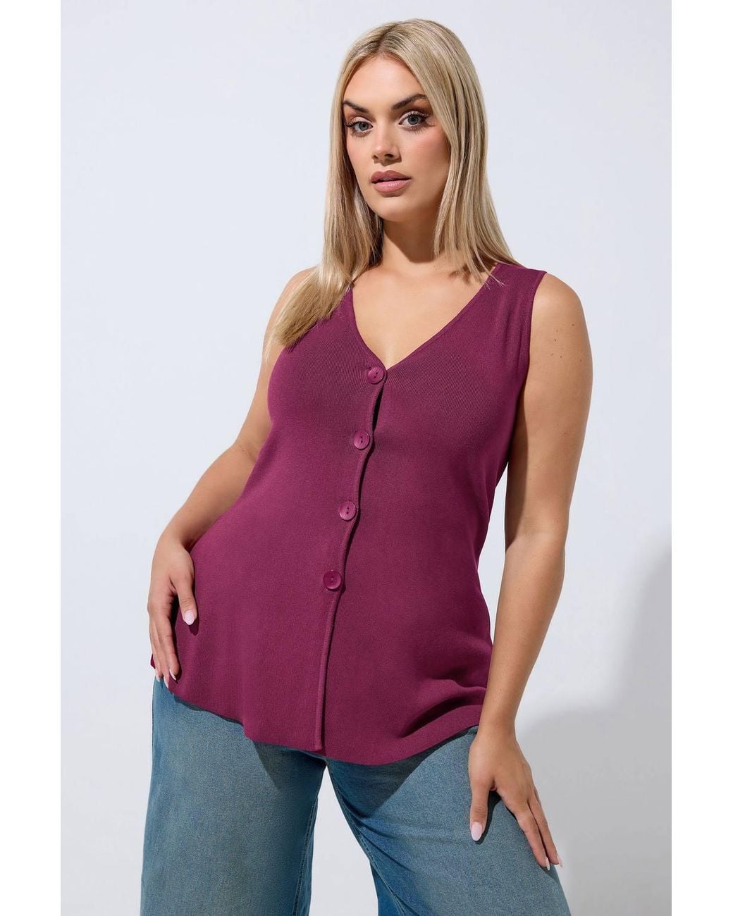 Yours Purple Flare Hem Waistcoat
