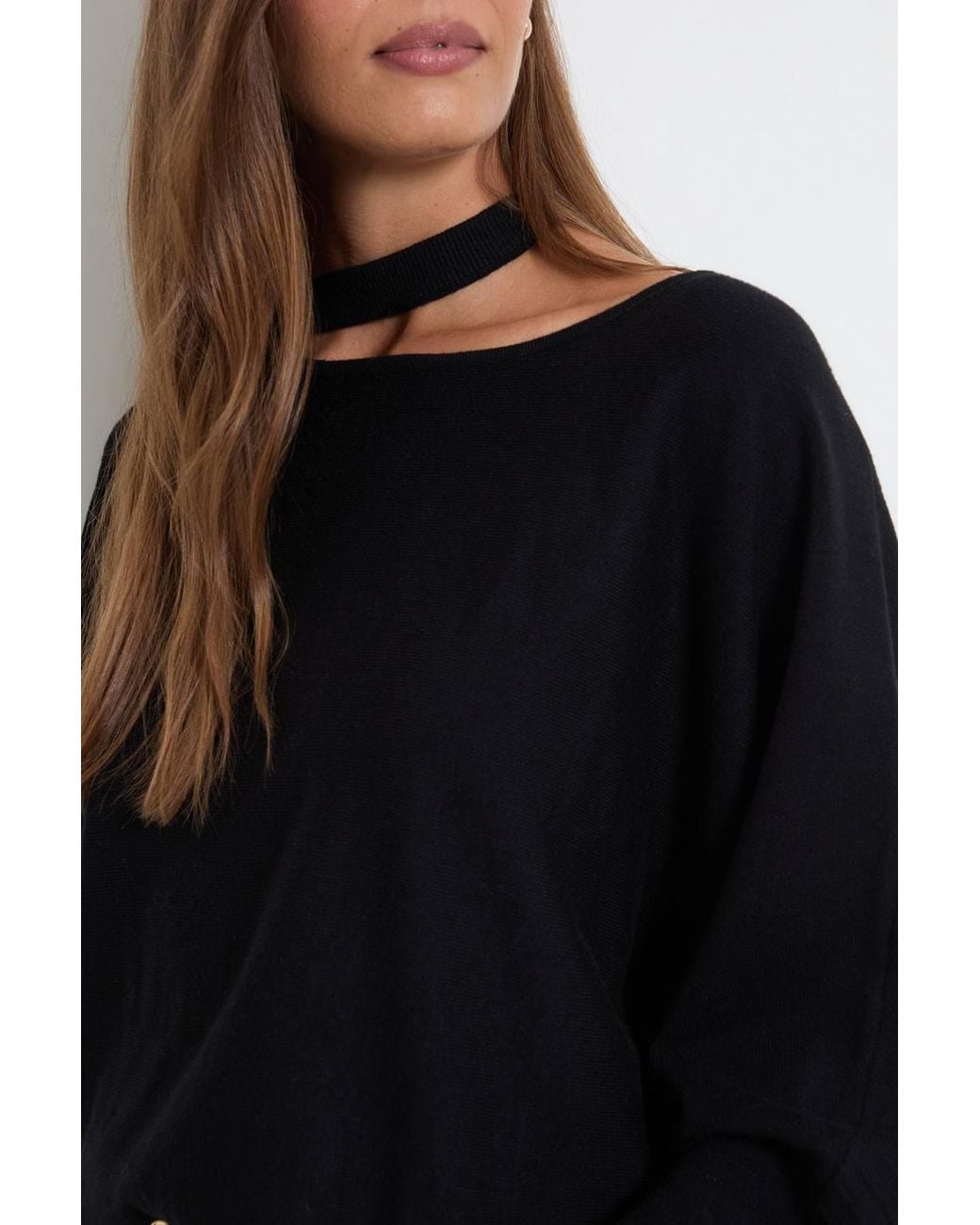 Wallis Blue Batwing Cut Out Fine Knitted Jumper