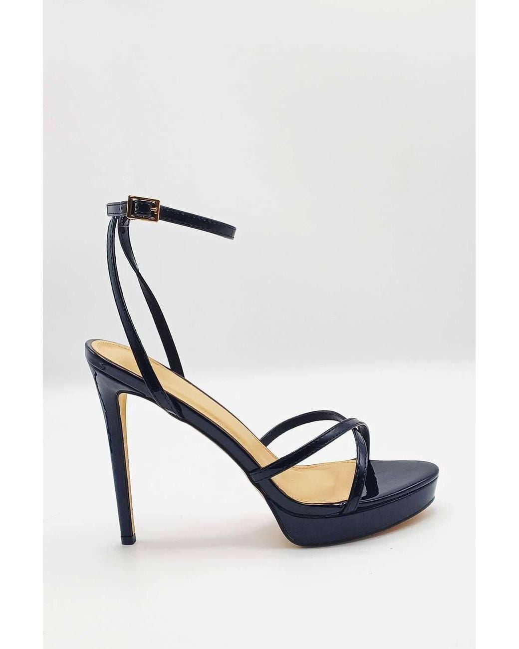 Miss Diva White Kalilah Crossover Strap Platform Heeled Sandals