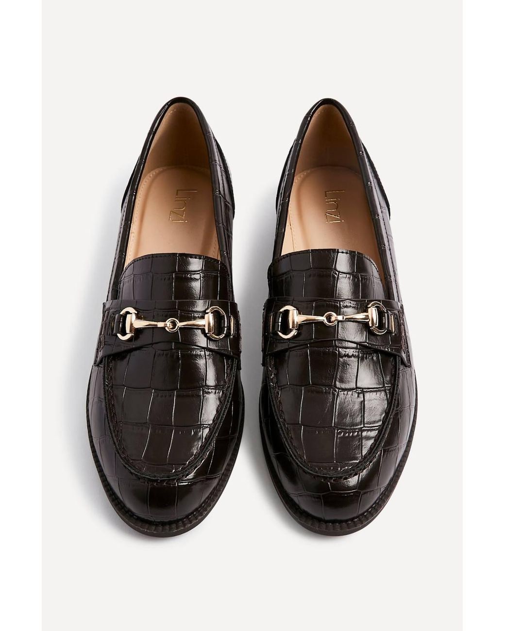 Linzi White Maison Faux Croc Patent Leather Loafers