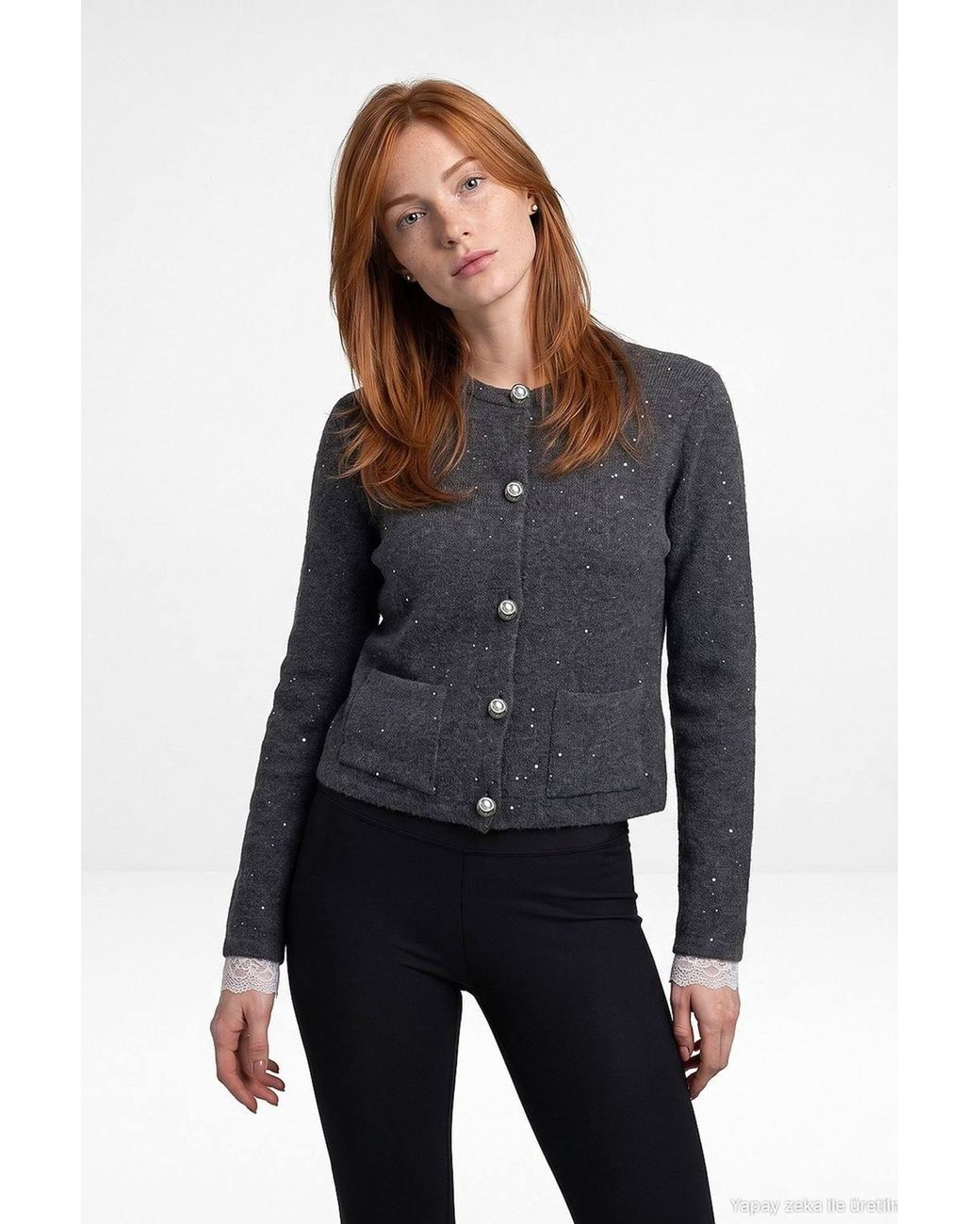 Dilvin Gray Knit Cardigan
