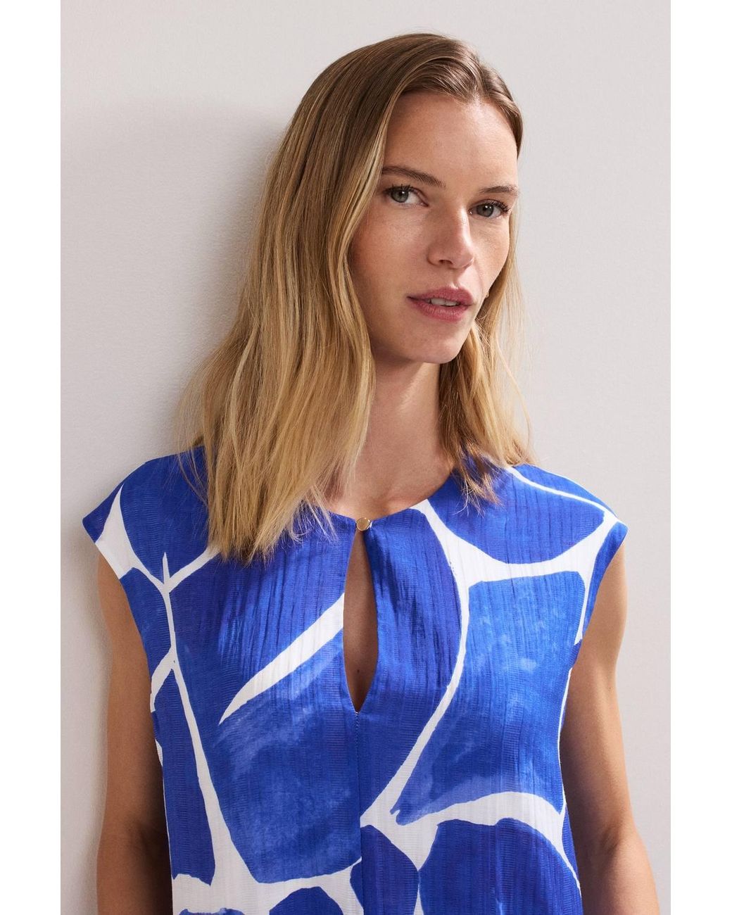 Phase Eight Blue Talah Keyhole Neck Midi Dress