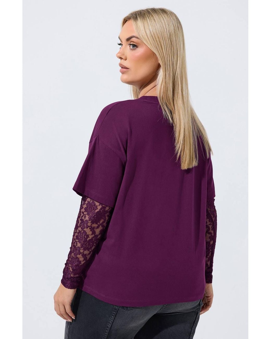 Yours Purple Lace Long Sleeve Top