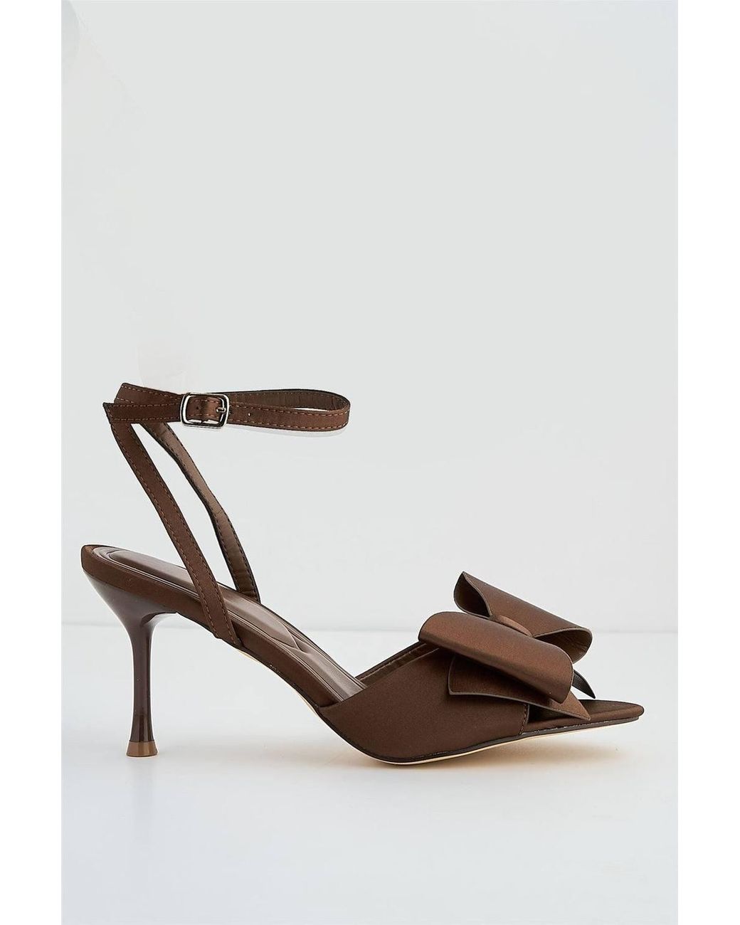Miss Diva Brown Dazsha Bow Detail Anklestrap High Heel Sandals