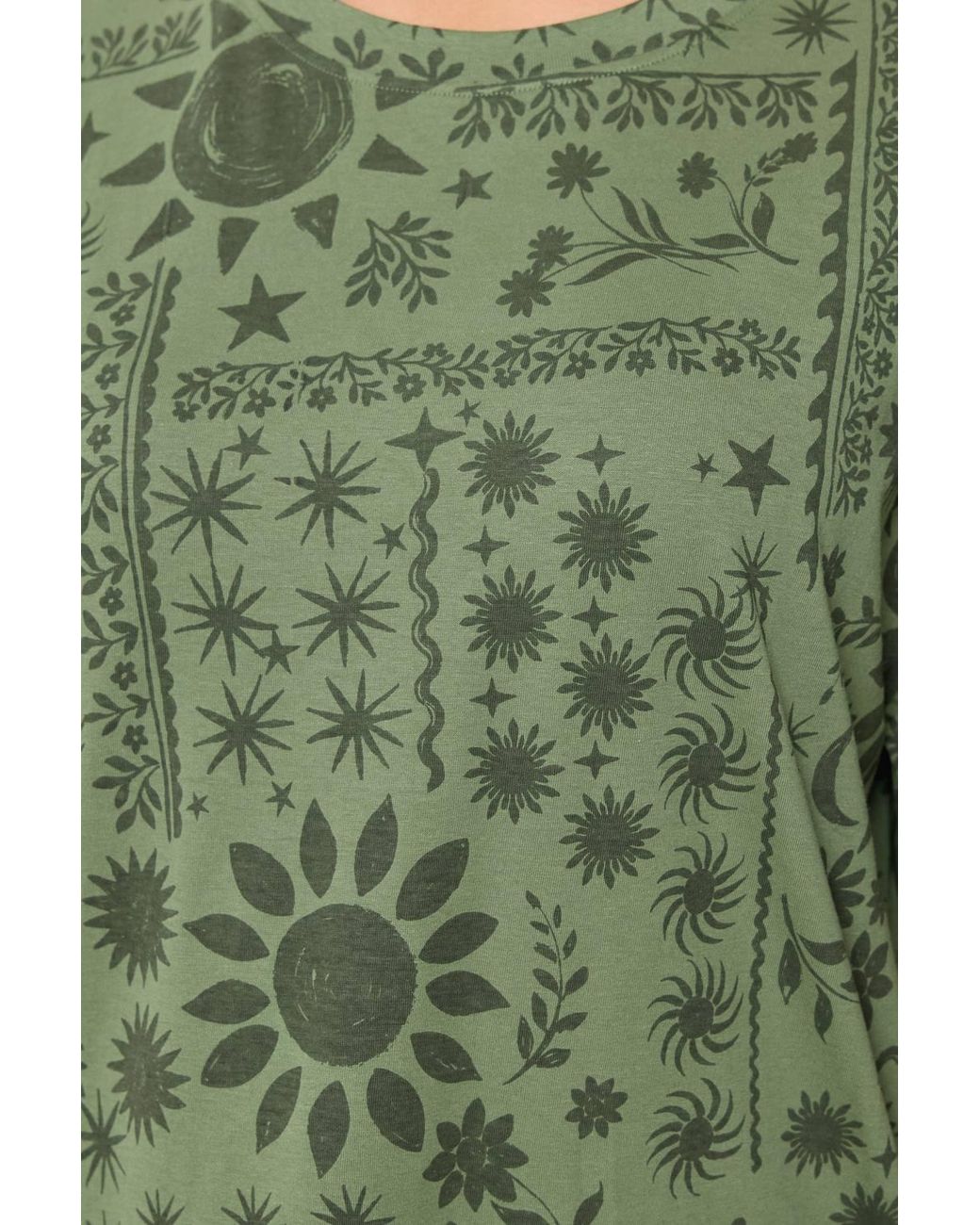Yours Green Summer Print Boxy T-Shirt