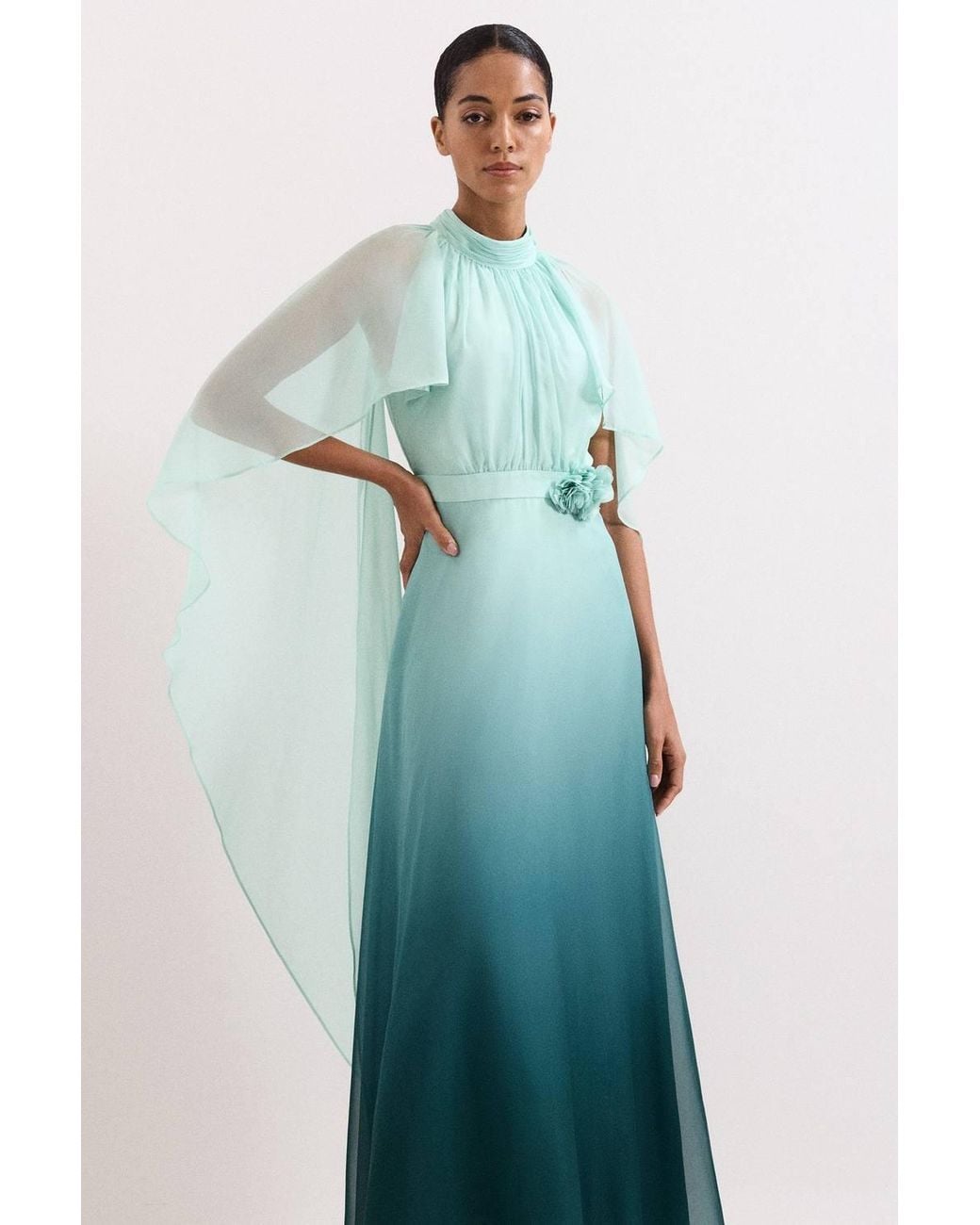 Phase Eight Green High Neck Cape Maxi Dress