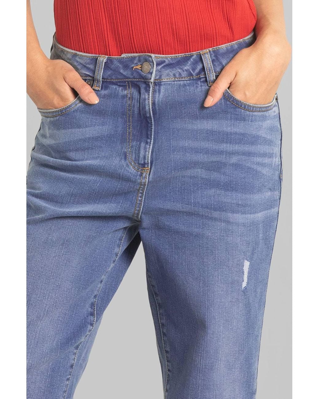 Enorsia Blue Distressed Straight Jeans