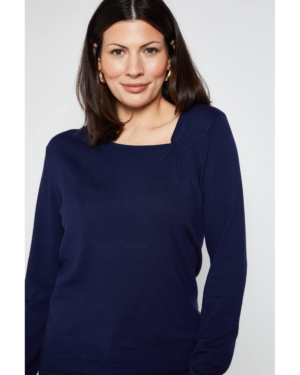 Wallis Blue Asymetric Gathered Knitted Jumper