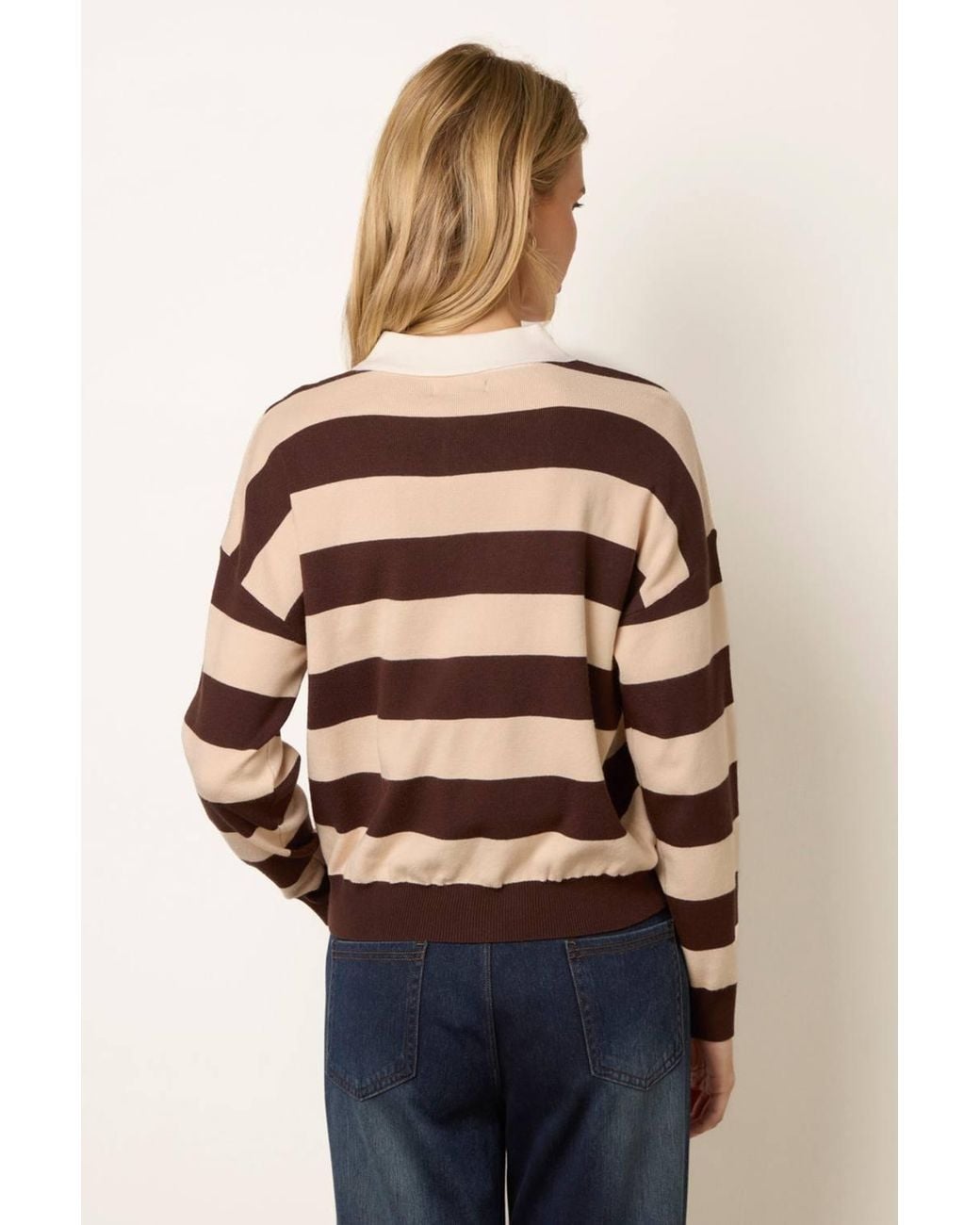 Blue Vanilla Blue Long Sleeve Button Up Collar Jumper