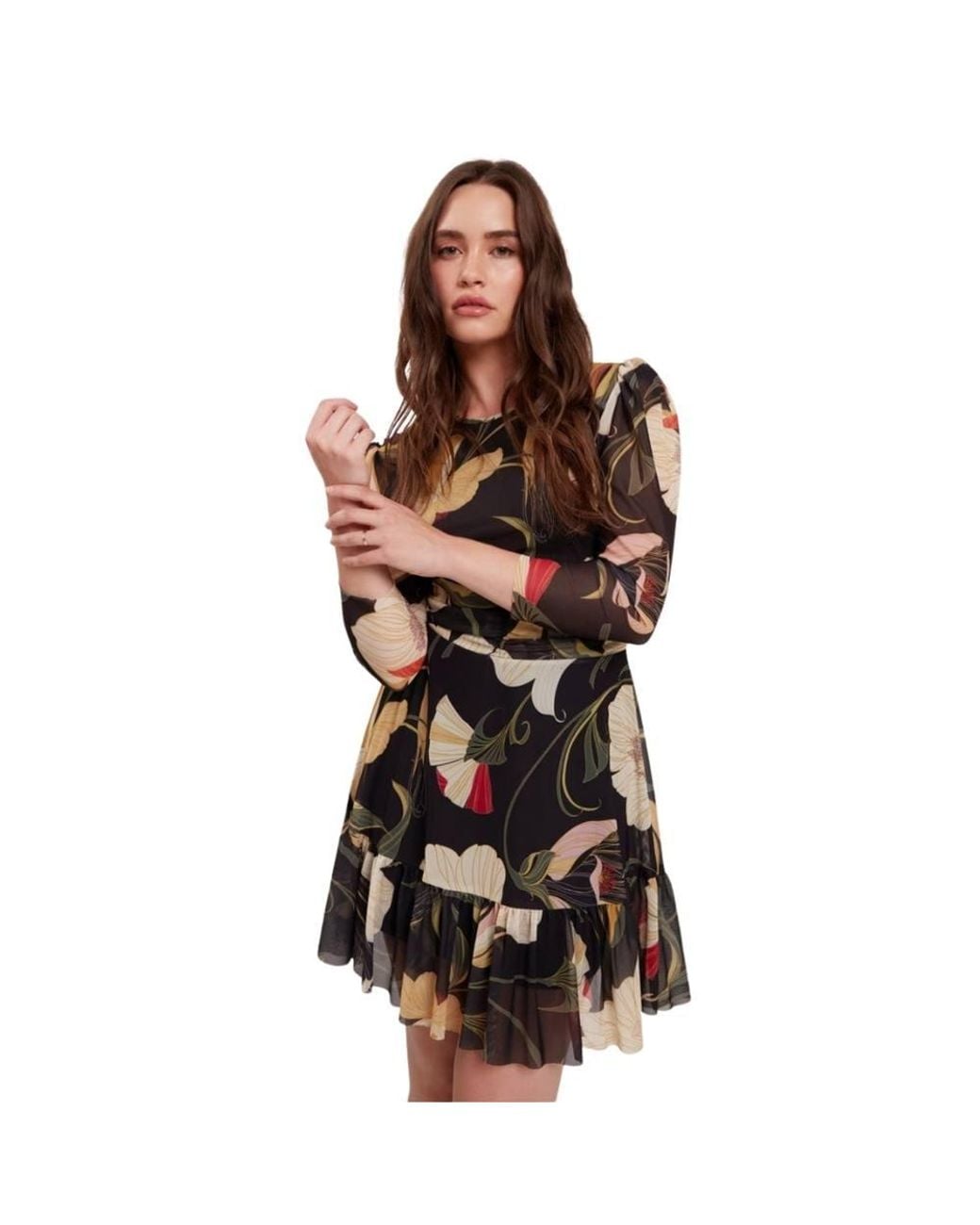 Ted Baker Black Skater Long Sleeve Round Neck Regular Fit Mini Dress