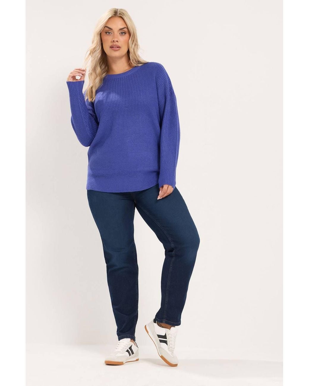 Yours Blue Crew-Neck Knitted Jumper