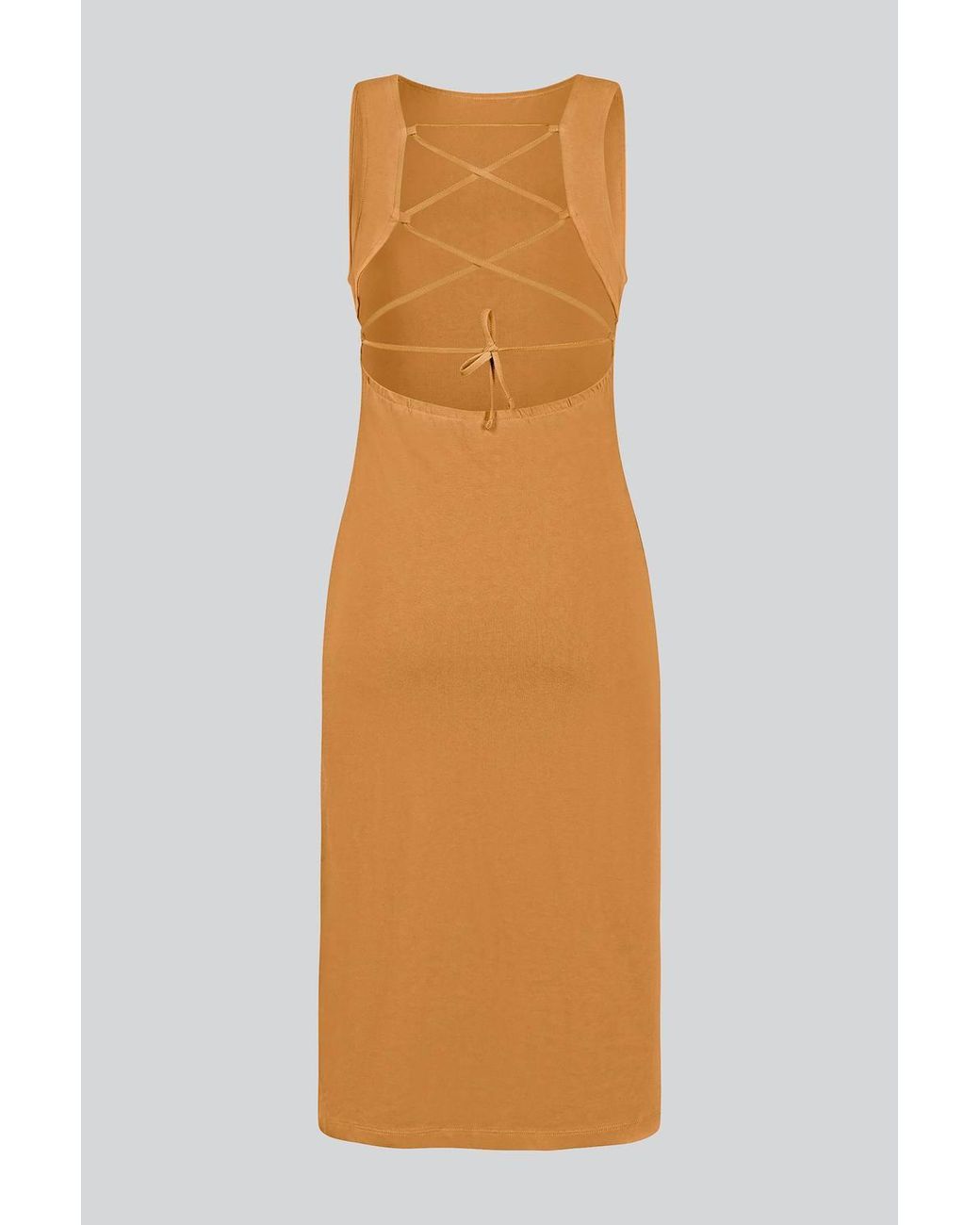 Enorsia Orange Premium Cotton Sleeveless Jersey Summer Dress