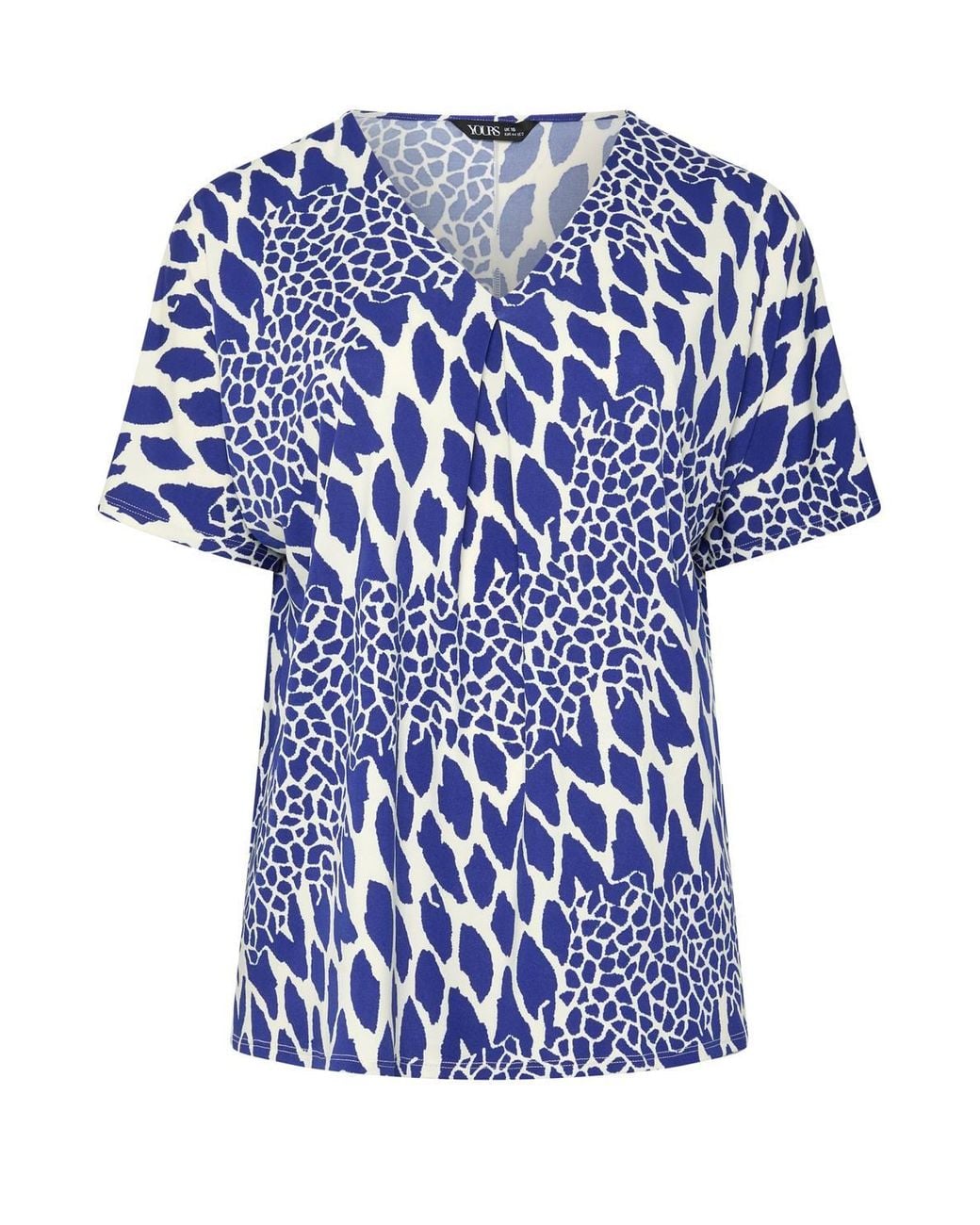 Yours Blue Abstract Pleat Front Top