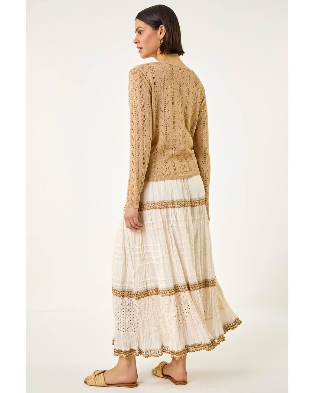 Roman Brown Shimmer Button Knit Cardigan