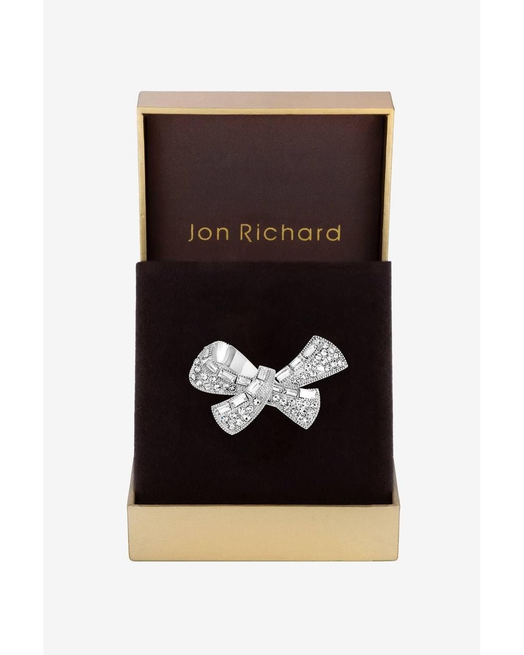 Jon Richard Black Rhodium Plate & Crystal Multistone Bow Brooch