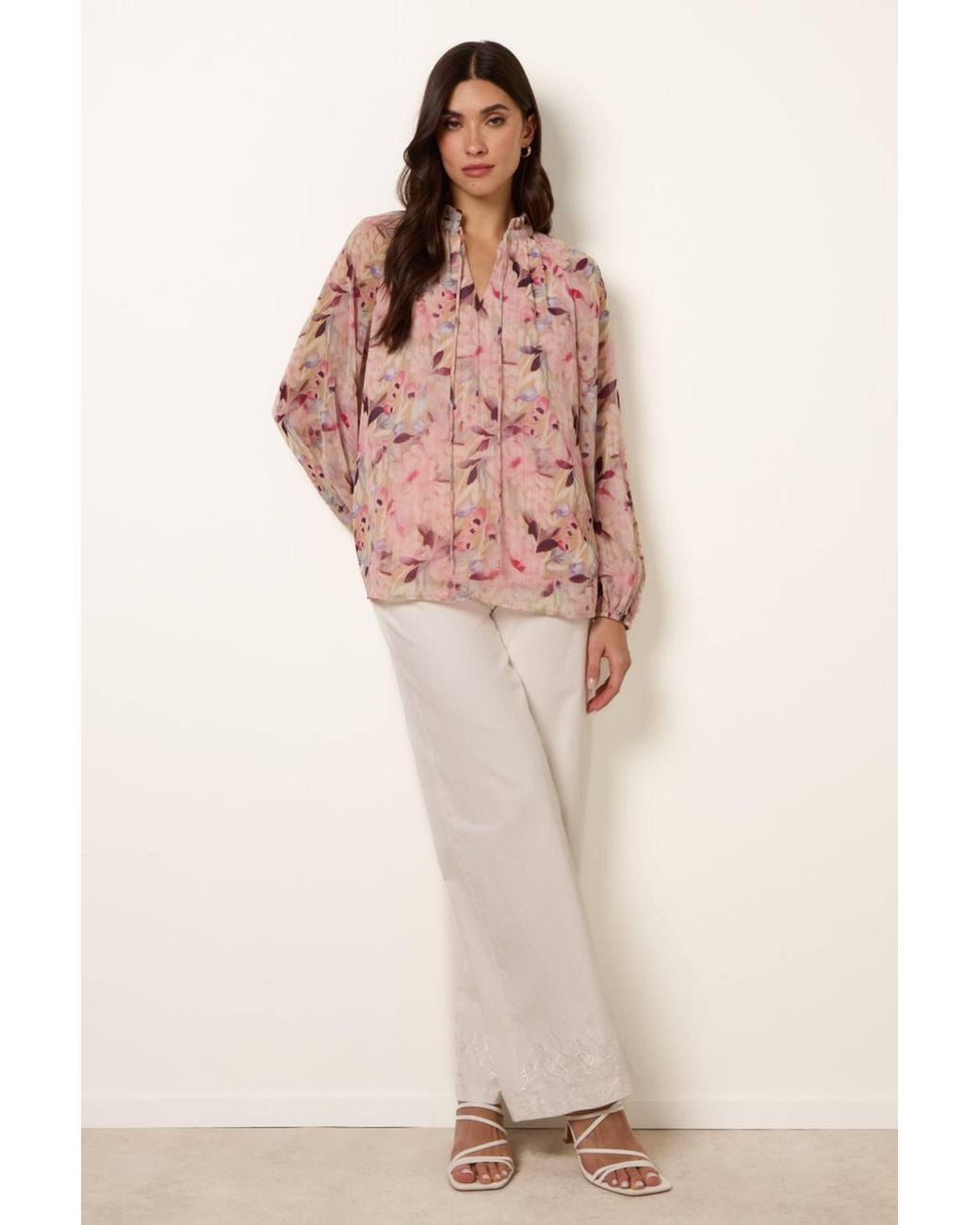 Blue Vanilla Pink Long Sleeve Turtleneck Blouse