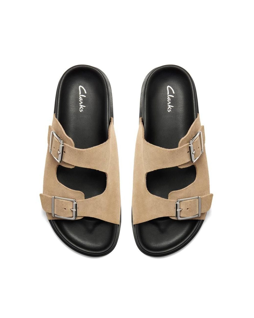 Clarks Brown Zarlea Buckle Sand Suede Flat Sandals
