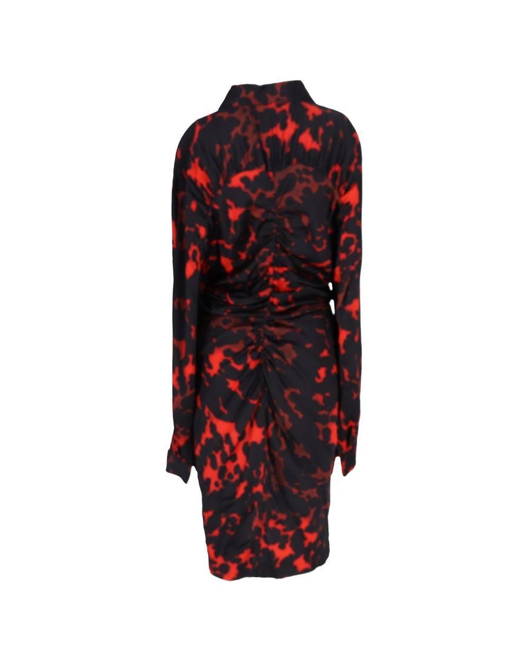 Dries Van Noten Red Preloved Printed Ruched Dress