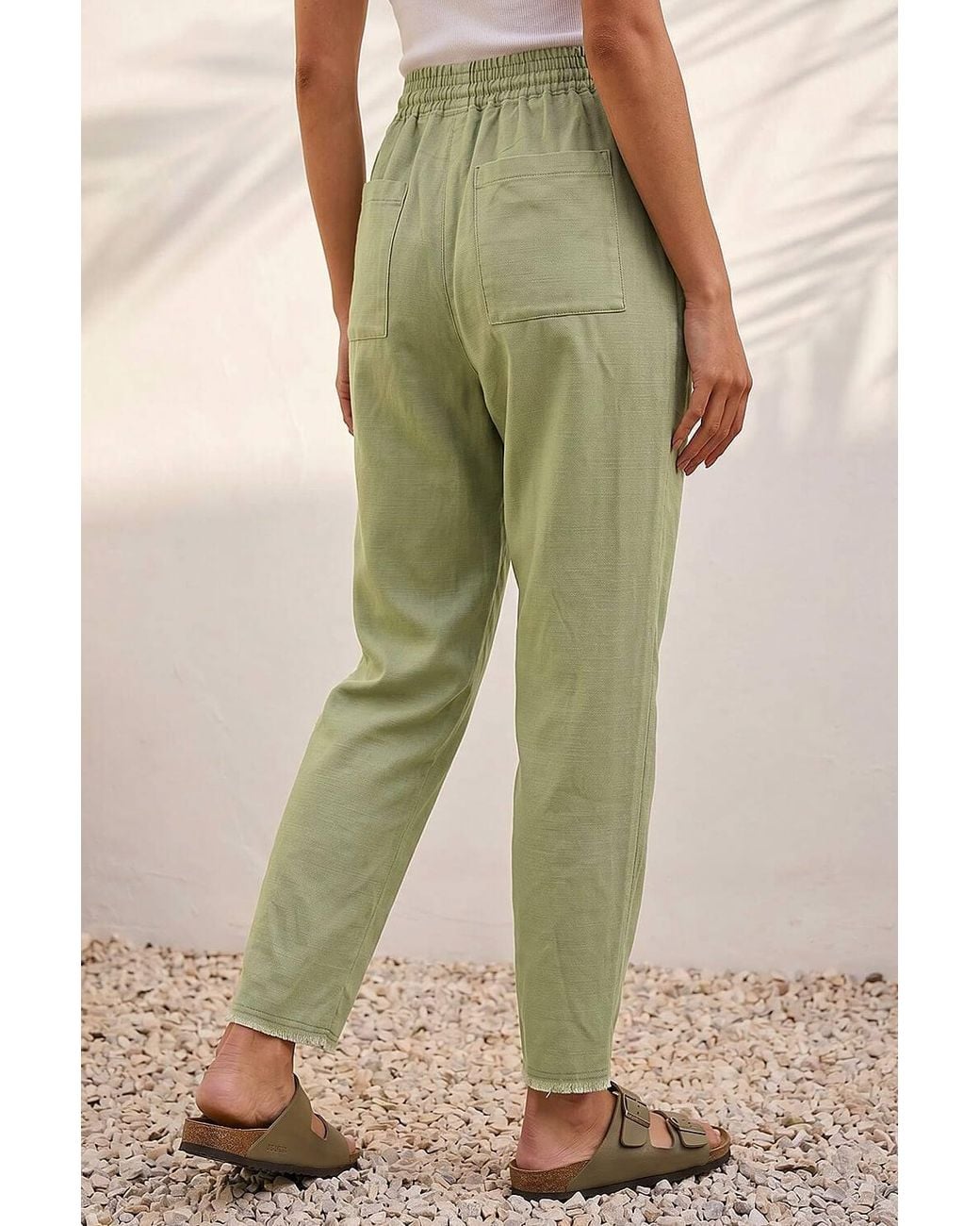 Roman Green Petite Elasticated Waist Trouser