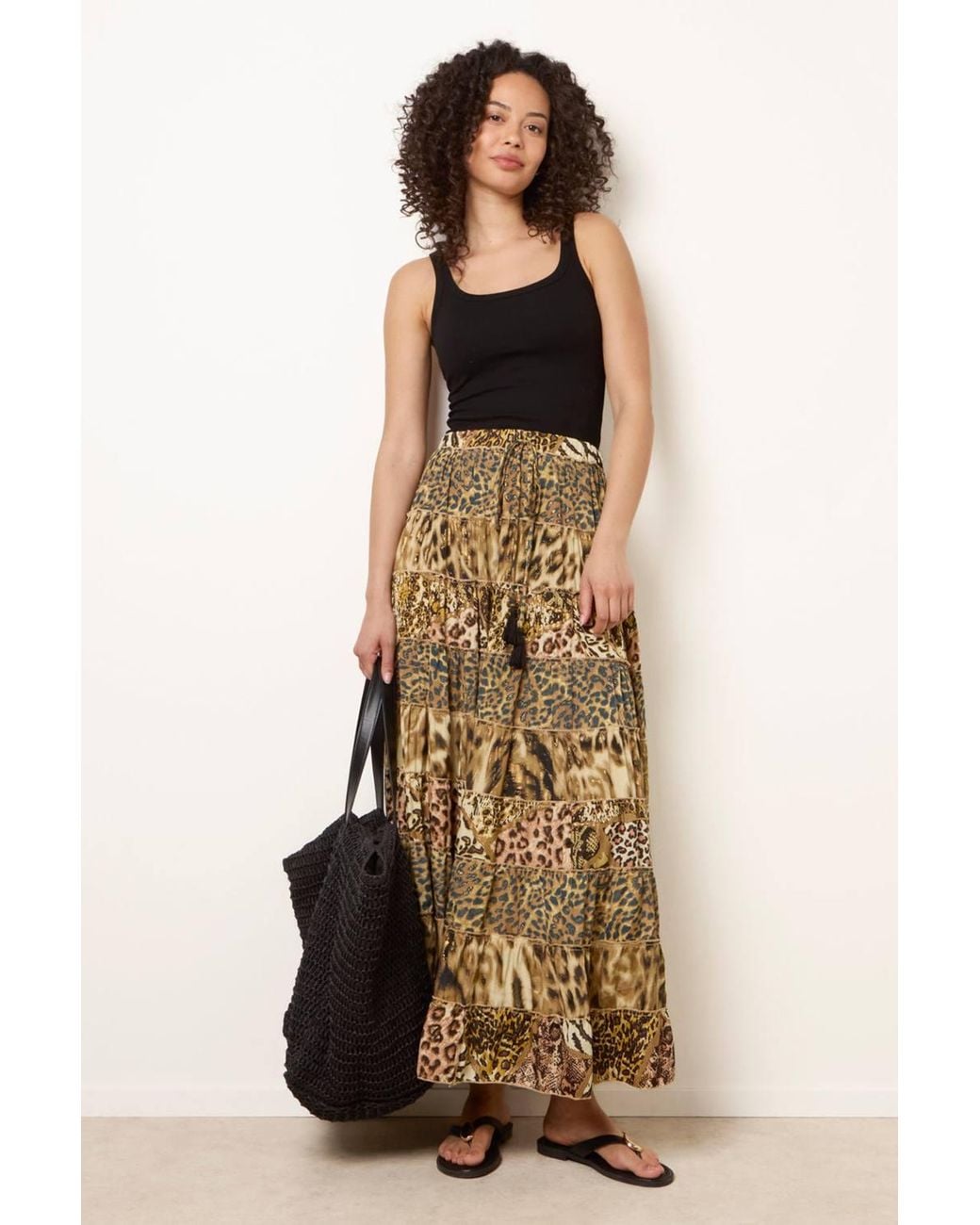 Blue Vanilla Natural Drawstring Maxi Skirt
