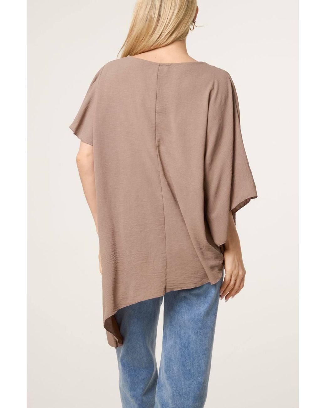 Blue Vanilla Blue Short Sleeve Cowl Neck Top