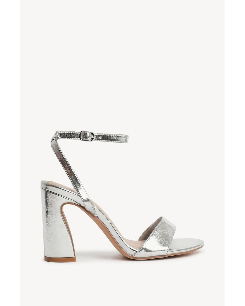 Linzi White Trance Faux Leather Block Heel
