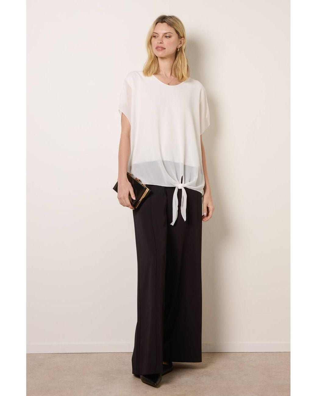 Blue Vanilla Natural Long Sleeve V-Neck Blouse