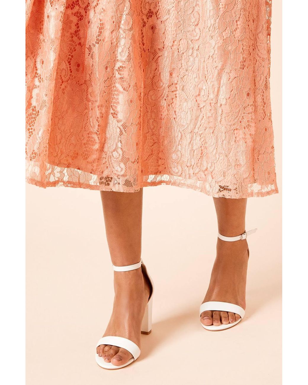 Dorothy Perkins Orange Wide Fit Spark High Block Heel Sandals