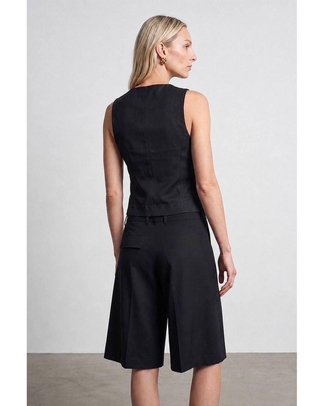 Dilvin Blue Fitted Crop Waistcoat