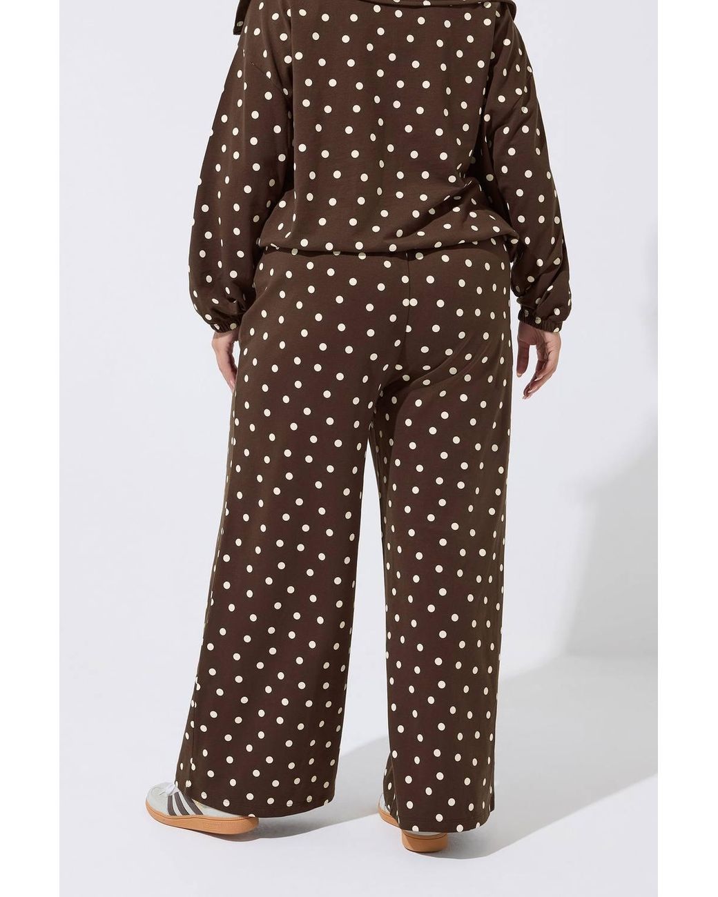 Yours Brown Polka Dot Wide Leg Joggers