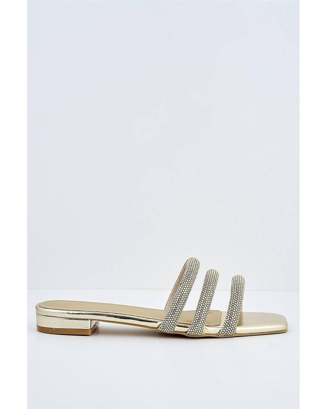 Miss Diva Metallic Lydia Diamante Band Sliders