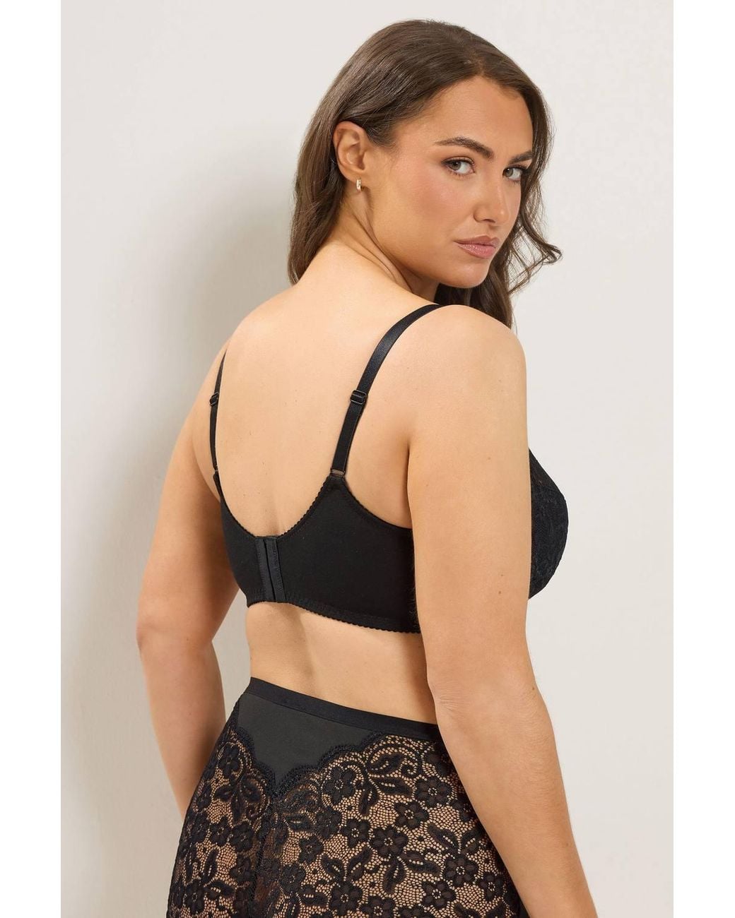 Yours Black Stretch Lace Non-Padded Underwired Bra