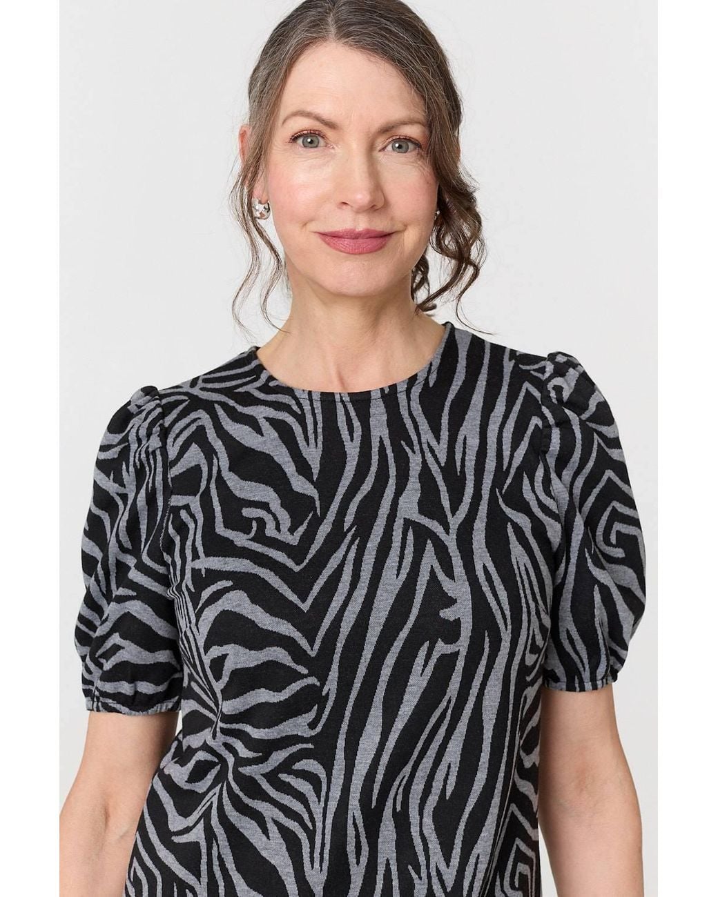 Izabel London Blue Animal Print Knee Length Shift Dress