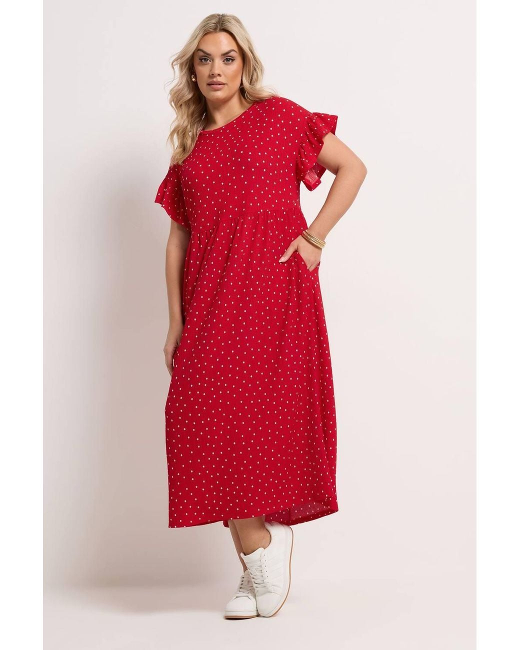 Yours Red Polka Dot Midi Dress