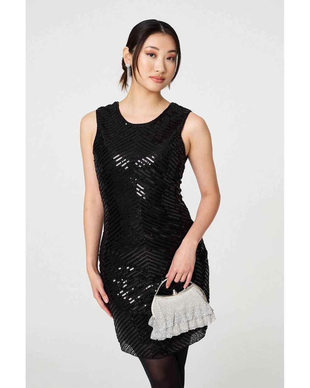 Izabel London Blue Sequin Detail Sleeveless Mini Shift Dress