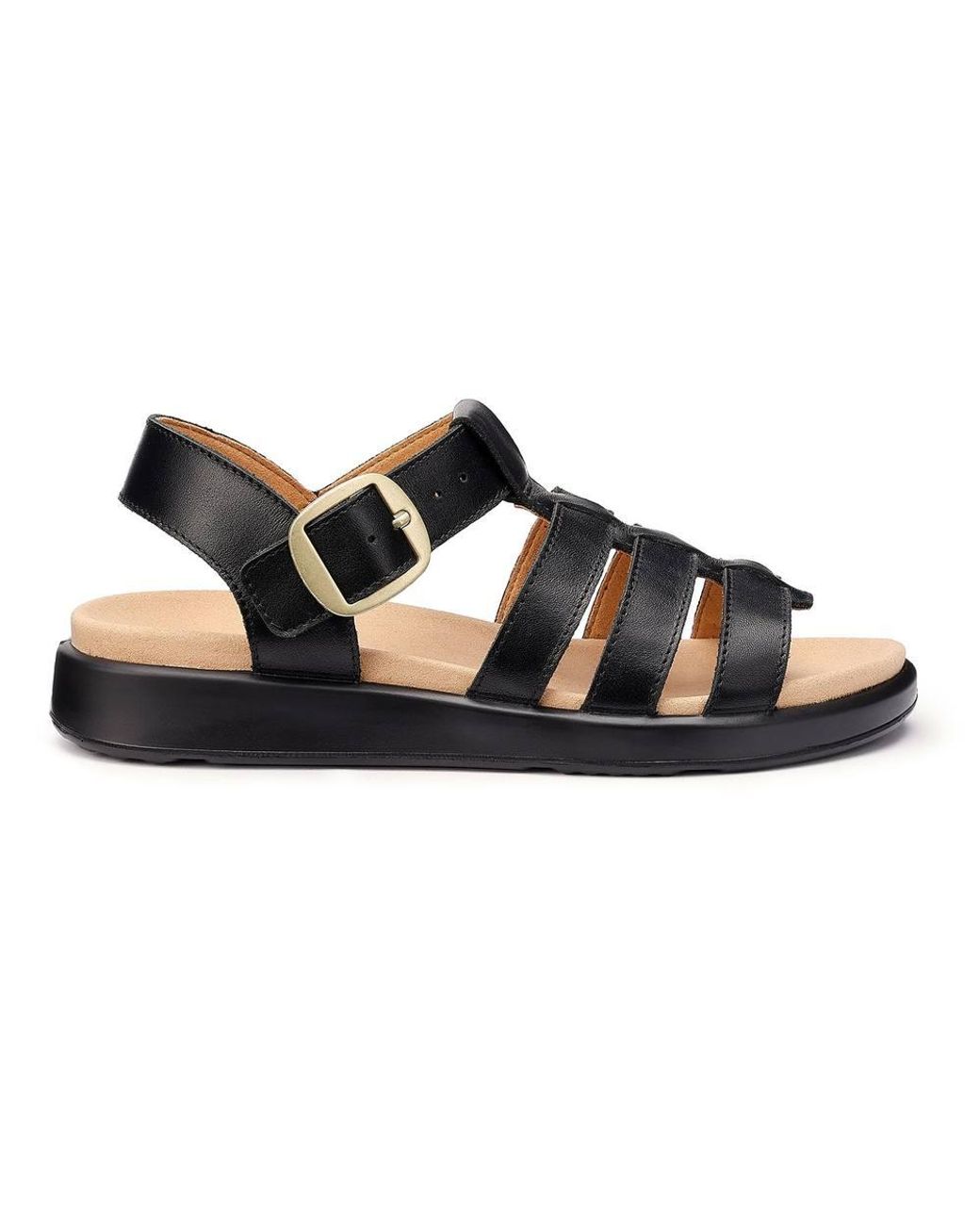 Hotter Black Wide Fit 'Alanya' Gladiator Sandals