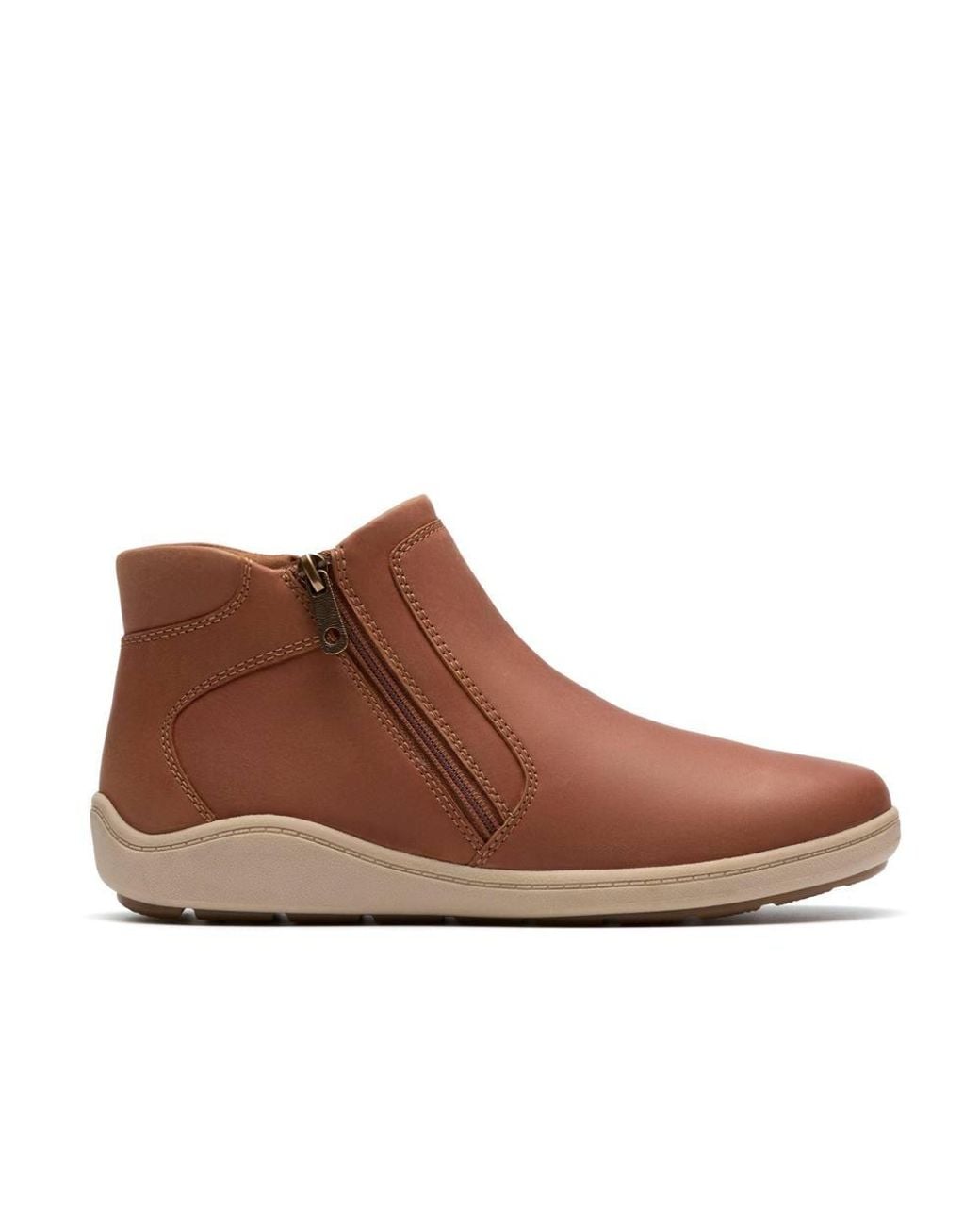 Clarks Brown Bryianne Carly Tan Leather Ankle Boots