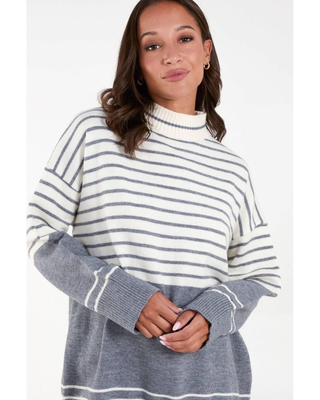 Blue Vanilla Gray Long Sleeve Turtleneck Jumper