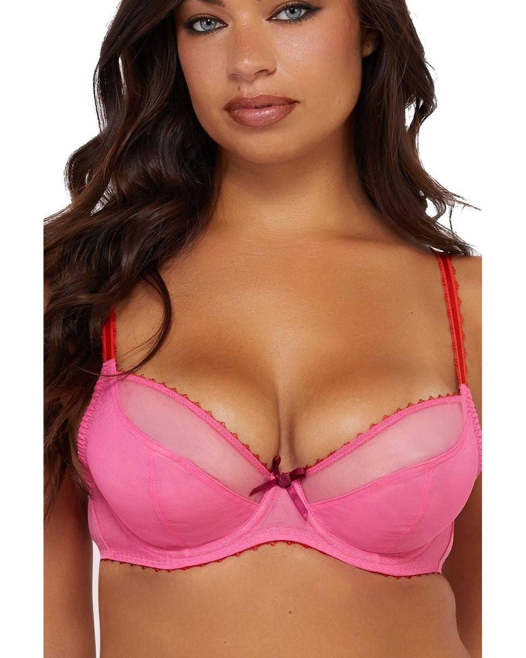 Playful Promises Red Grace Supportive Net 'Plunge Bra'