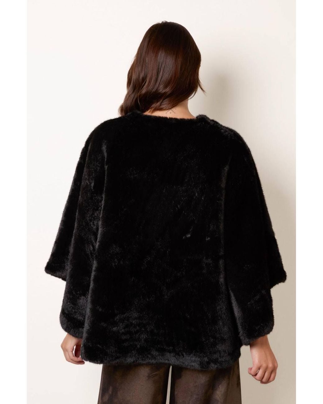 Blue Vanilla Black Three Quarter Sleeve Button Up V-Neck Poncho
