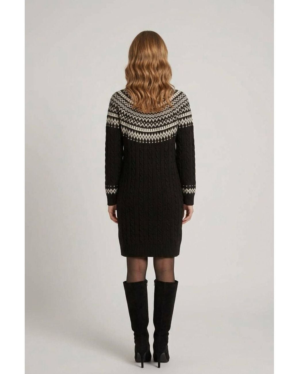 Izabel London Black Aztec Print High Neck Midi Jumper Dress