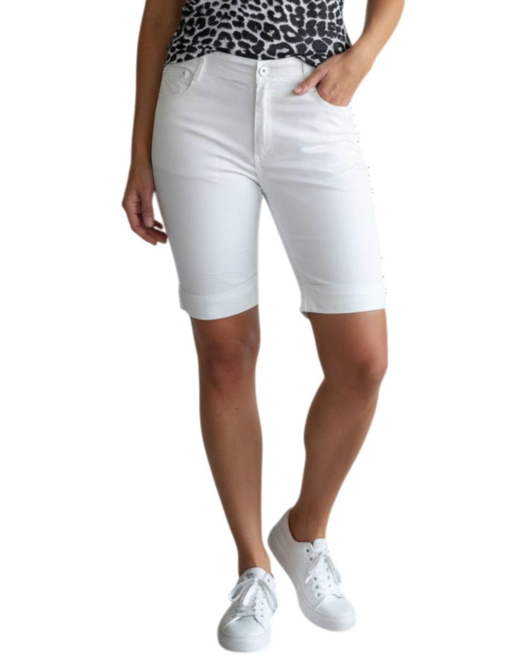 Paulo Due White Bermuda Chino Shorts