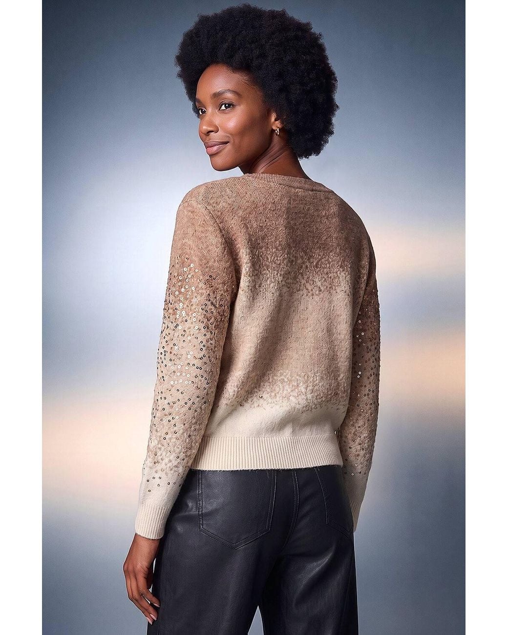 Roman Red Sparkly Ombre V-Neck Knit Jumper