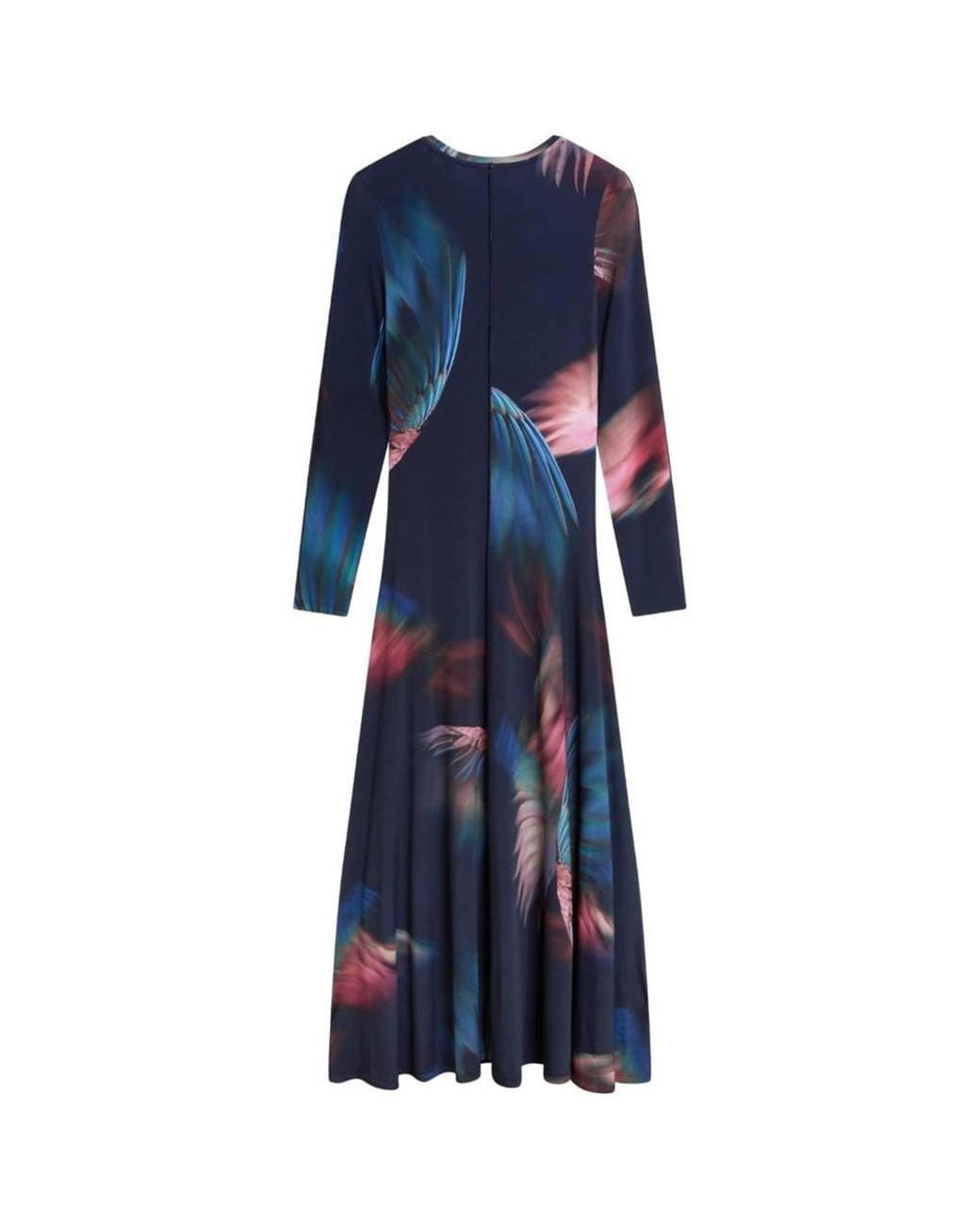 Ted Baker Blue Georii Long Sleeve Round Neck Regular Fit Midi Dress