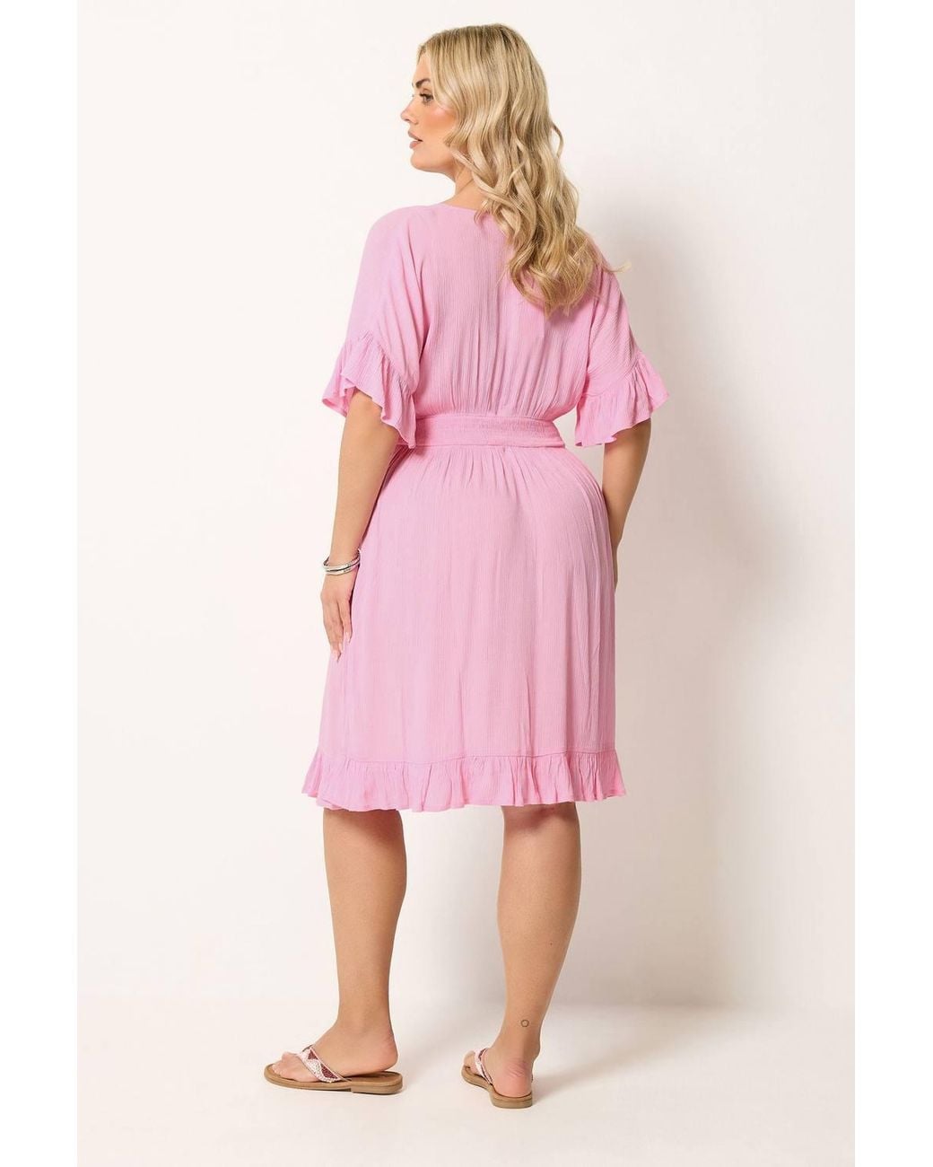 Yours Pink Crinkle Beach Dress