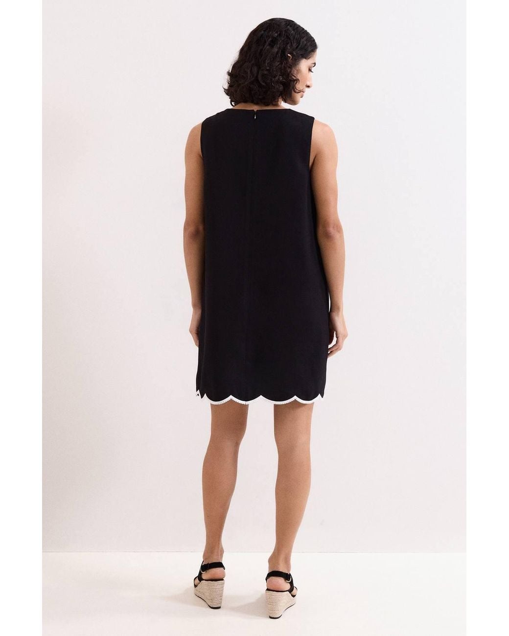 Phase Eight Black Marta Scalloped Hem Shift Dress