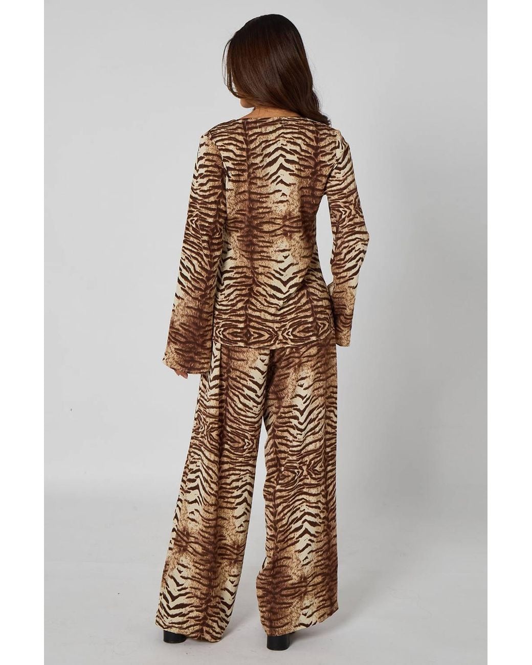 Urban Bliss Brown Zebra Wide Leg Trousers